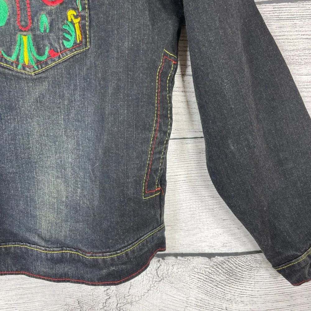 Coogi Vintage Embroidered Logo Colorful Denim Jean Trucker Jacket NWT Sz…